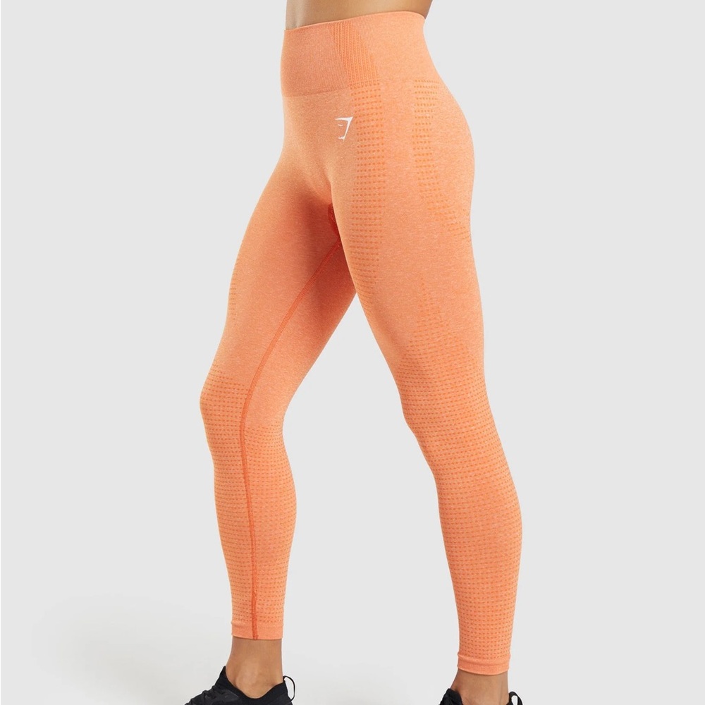 Gymshark Vital Seamless 2.0 Leggings, Orange Apricot Marl, size small